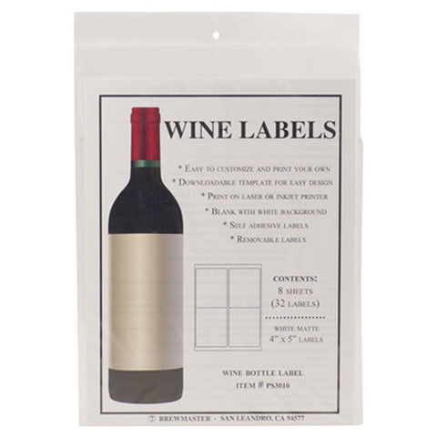 Bottle Labels - Wine - Pack of 32 - Brew My Beers
